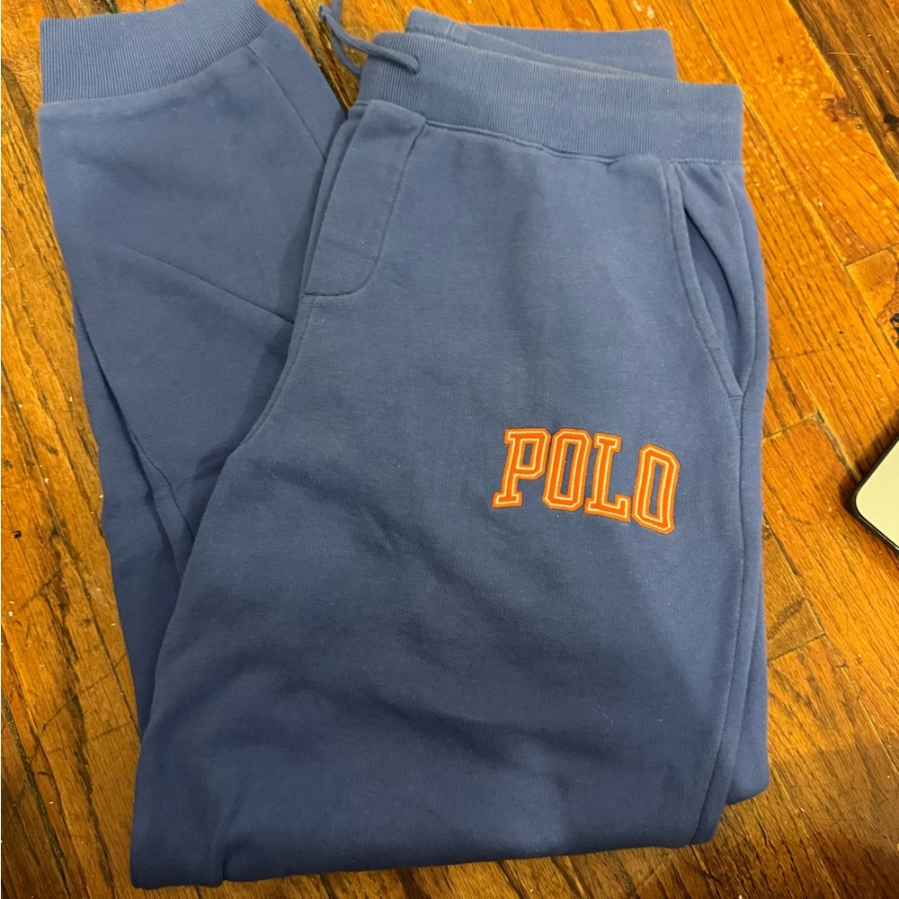 Polo by Ralph Lauren Navy Sweatpants with Orange Logo - Kids